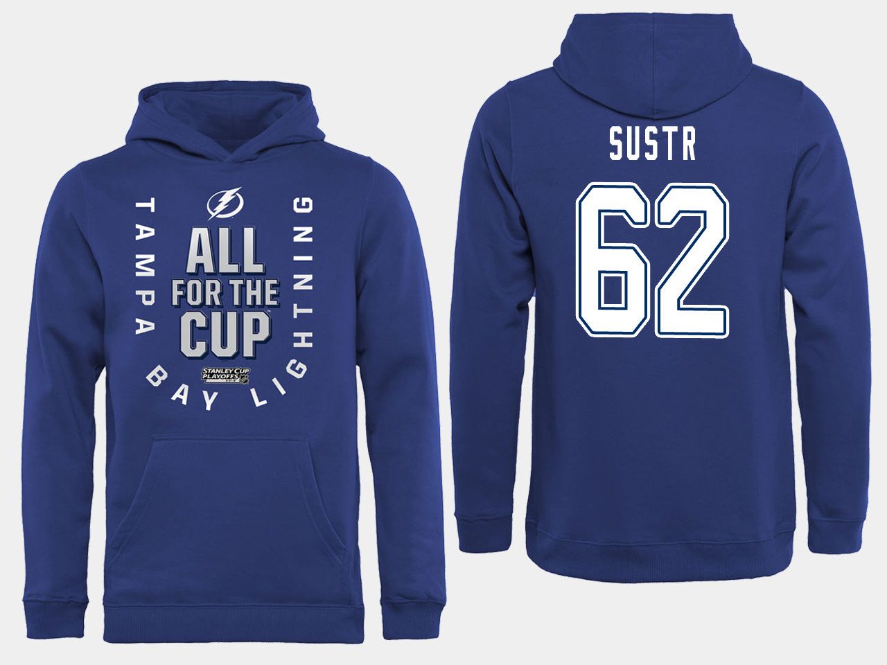 NHL Men adidas Tampa Bay Lightning 62 Sustr blue All for the Cup Hoodie